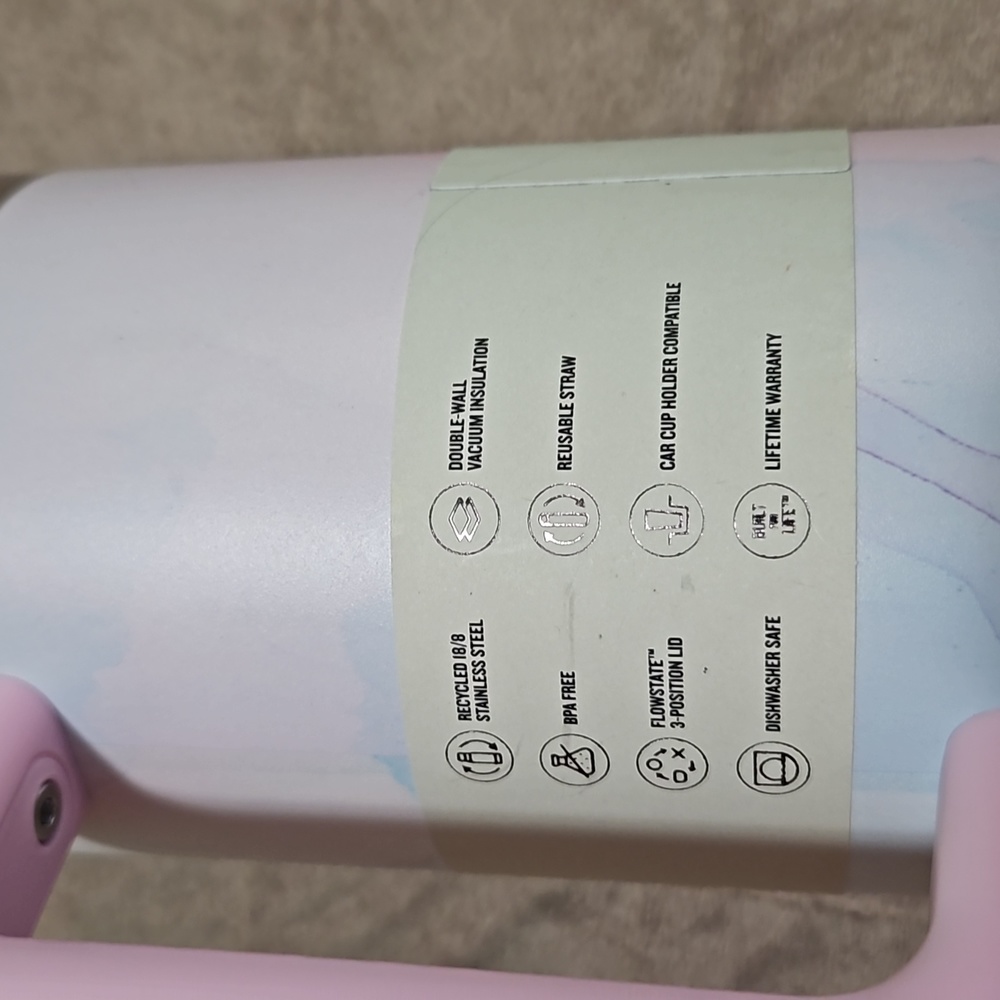 Stanley 40 oz Stainless Steel H2.0 flows tates Quencher Tumbler Watercolor Tulle - Picture 8 of 9
